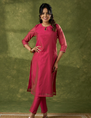 Graceful Pink Chanderi Kurta