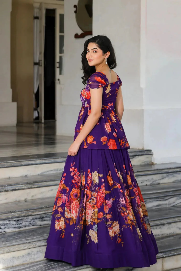 Purple IndoWestern Midi Dress