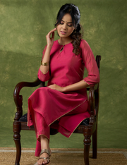 Graceful Pink Chanderi Kurta