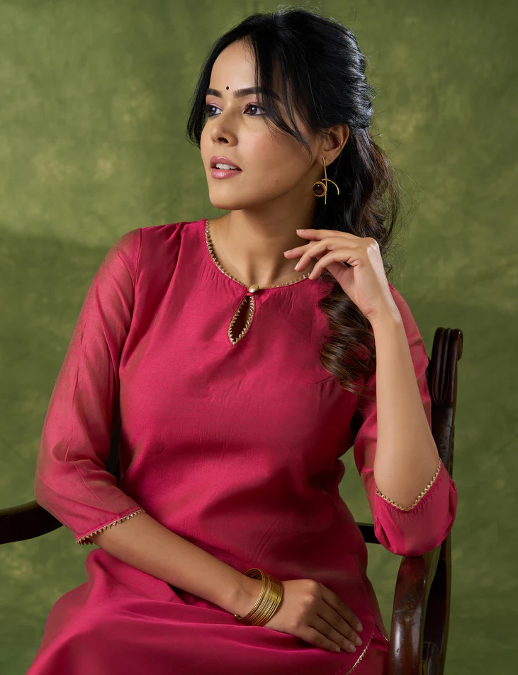 Graceful Pink Chanderi Kurta