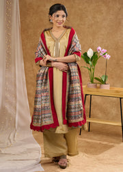 Elegant Golden Tissue A-Line Kurta with Tissue Pants (Dupatta Optional)