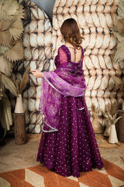Purple Organza Dress With Dupatta