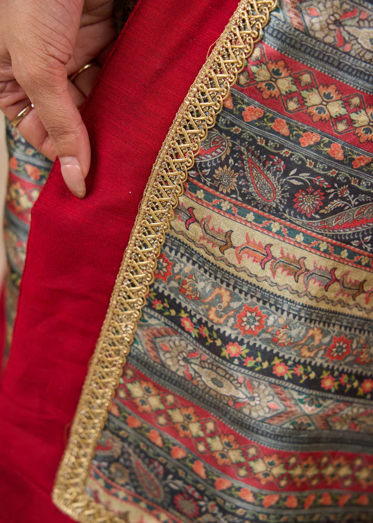 Elegant Golden Tissue A-Line Kurta with Tissue Pants (Dupatta Optional)