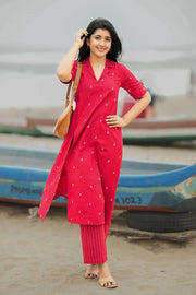 Red Handloom Co-ord Set