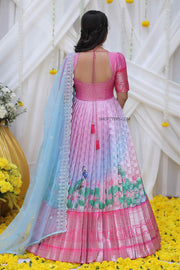 Pink Mayura Banarasi Long Dress
