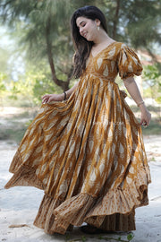 Golden Aura Cotton Maxi Dress