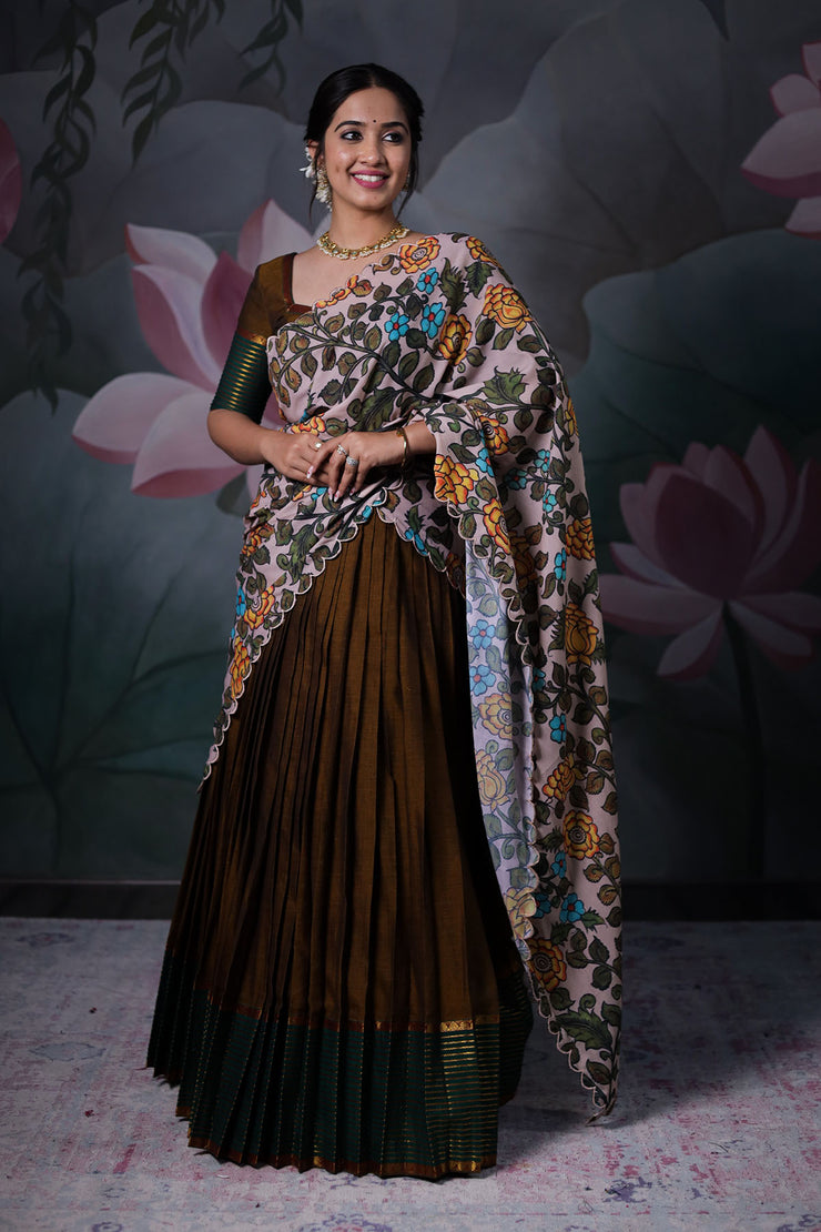 Striped Border Handloom Lehenga Set