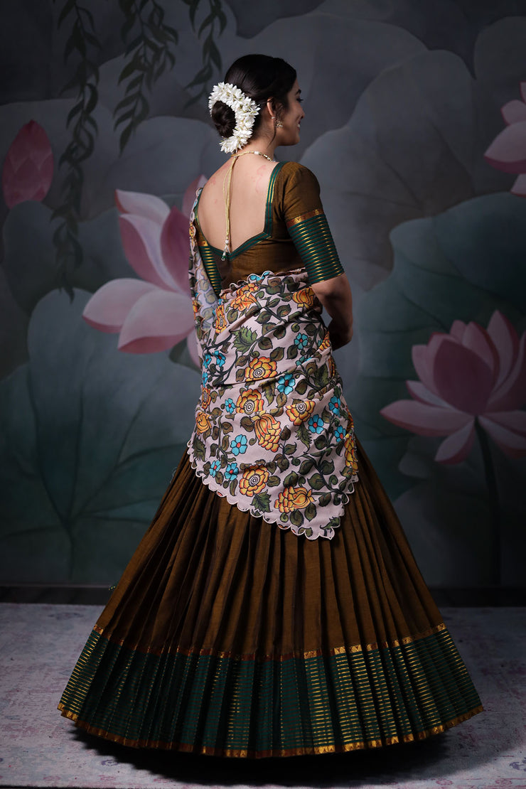 Striped Border Handloom Lehenga Set