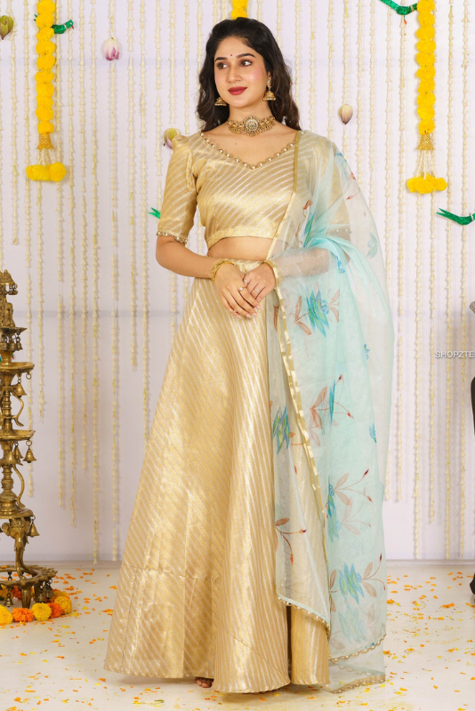 Aqua Blue & Gold Lehenga Set. | Indian clothes women, Indian gowns dresses,  Designer dresses indian