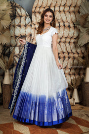 White and Blue Organza Dress