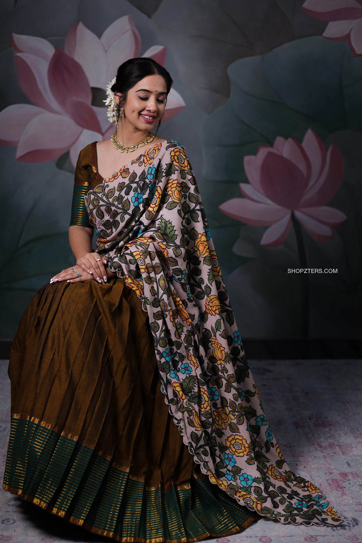 Green Handloom Half Saree