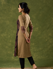 Elegant Cotton Ajrakh Combination Dark Beige Kurta