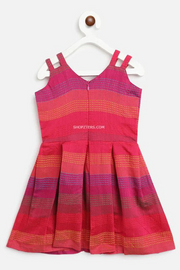 Pink Stripes Box Pleated Dress