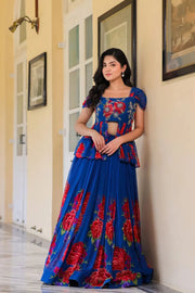 Royal Blue IndoWestern Midi Dress