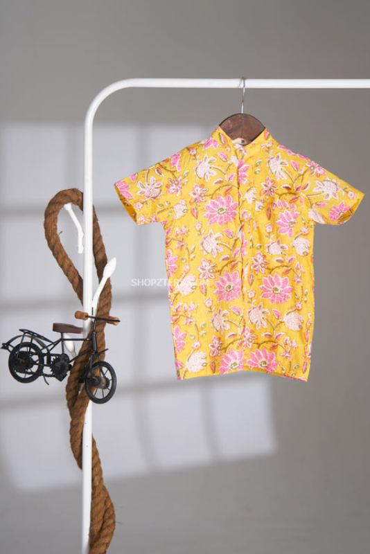 Yellow Floral Cotton Shirt