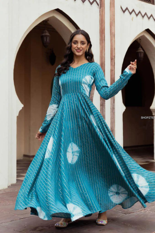 Buy Rakhi Sky blue colour fancy gown at Rs. 1500 online from Fab Funda gowns  : sr-1251-3