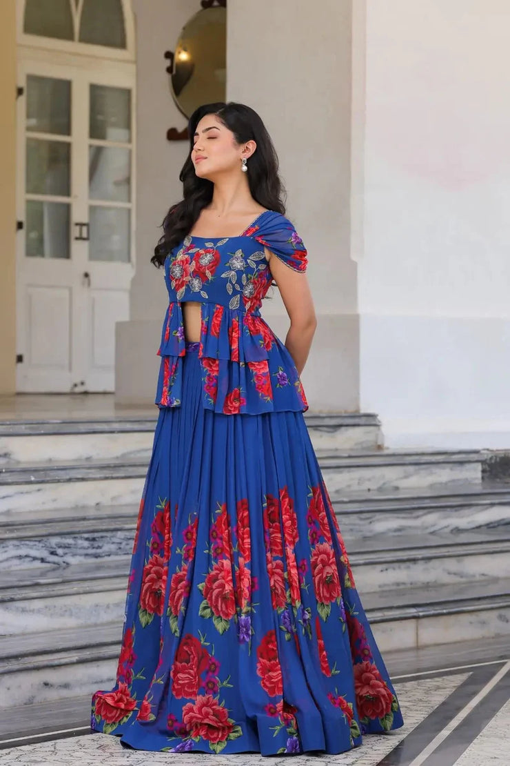 Royal Blue IndoWestern Midi Dress