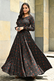 Black Bandhini Rayon Dress