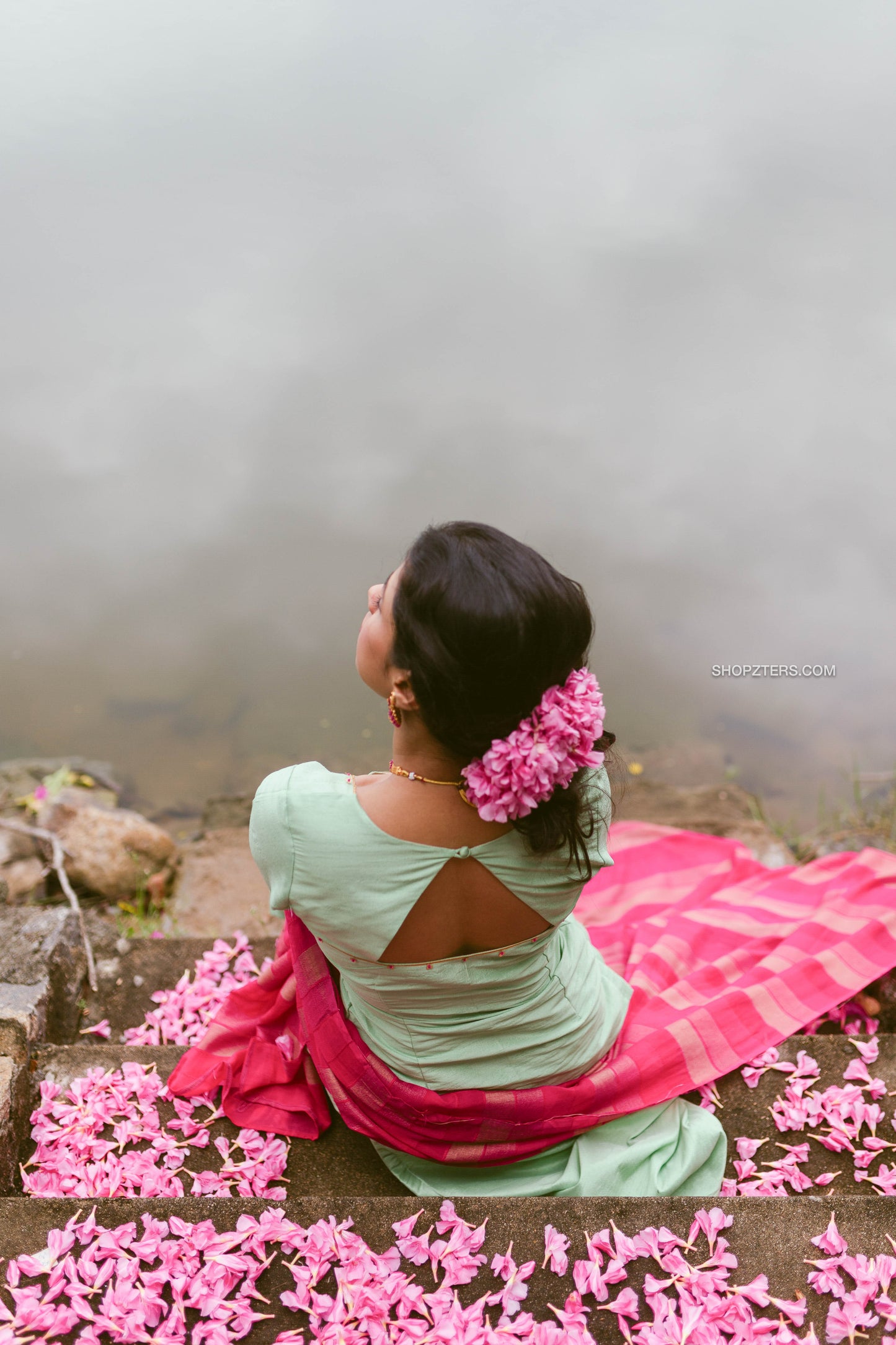 Apple Green Kurta Set with Pink Jute Silk Dupatta