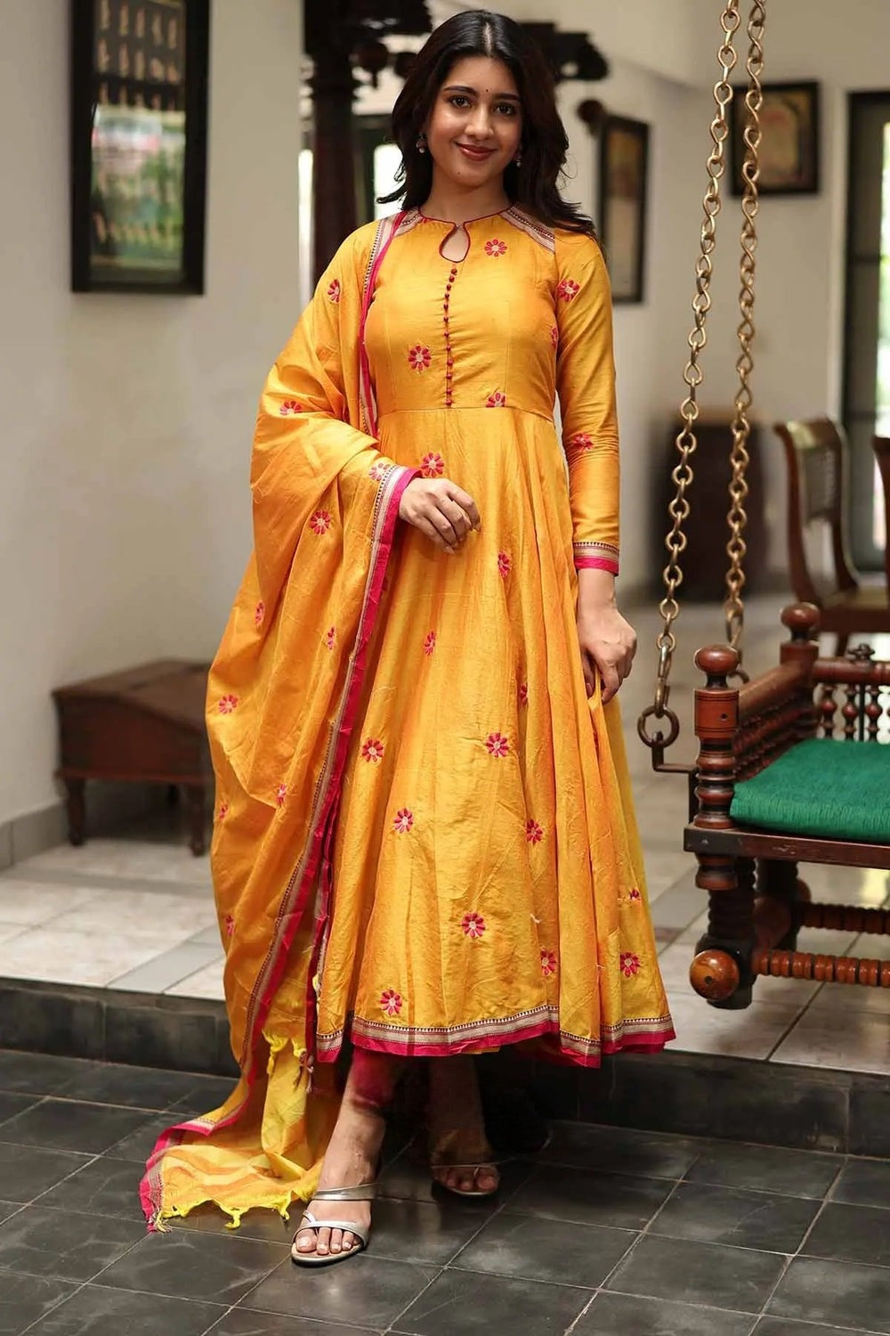 Manjal handloom Anarkali