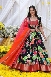 Black Neera Banarasi Long Dress