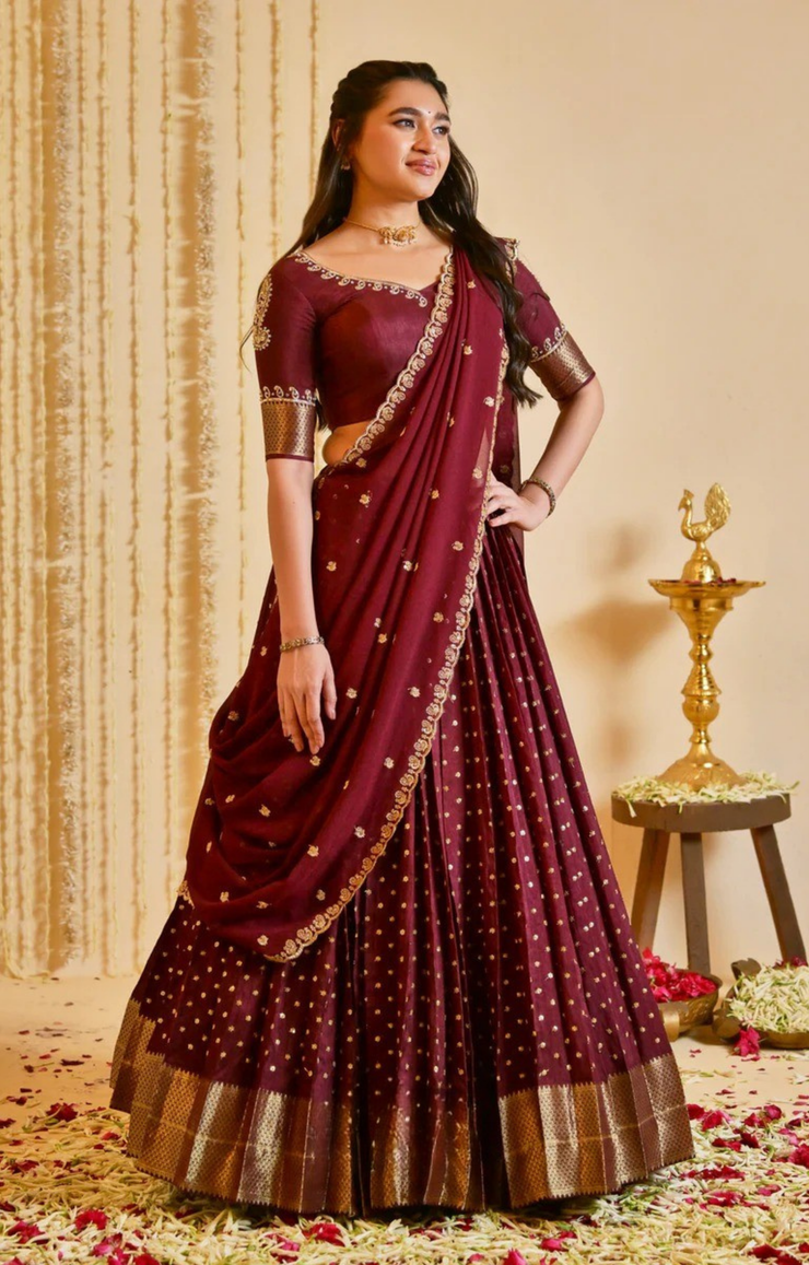 Maroona Lehenga Set In Maroon
