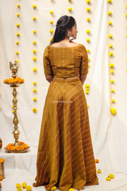 Yellow Dupion Silk Croptop & Skirt