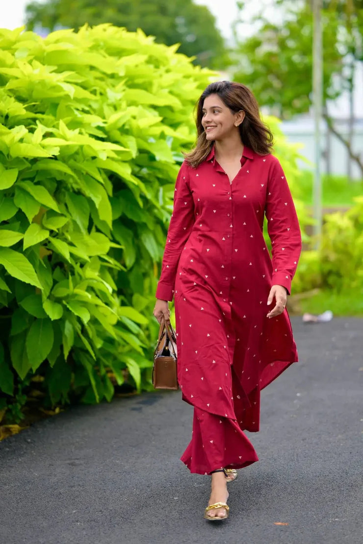 Maroon Handloom Co-Ord Set