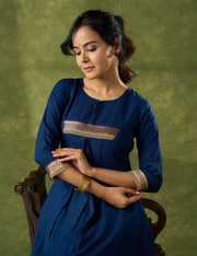 Flowy Navy Blue Rayon Kurta