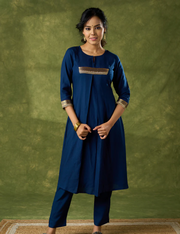 Flowy Navy Blue Rayon Kurta