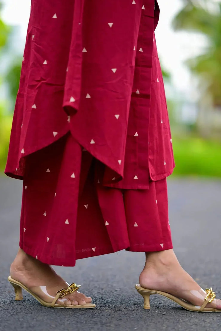 Maroon Handloom Co-Ord Set