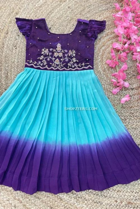 Purple & Blue Shaded Georgette Dress