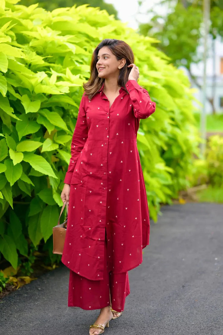 Maroon Handloom Co-Ord Set