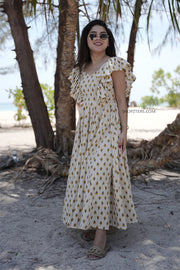 Pristine Petal Cotton Midi Dress
