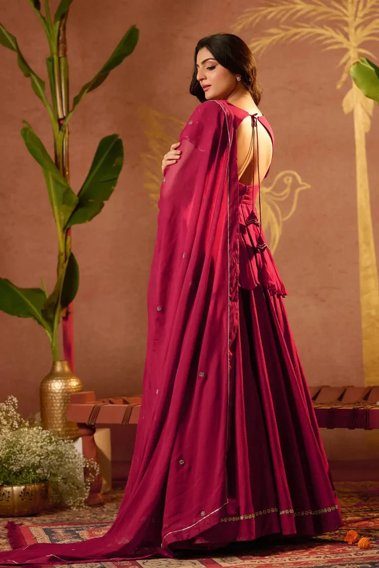 Wine Color Lehenga Set