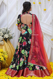 Black Neera Banarasi Long Dress