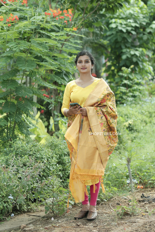 Silk Cotton Kurta With Banarasi Dupatta