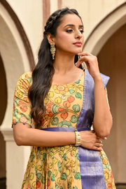 Yellow Kalamkari Silk Dress