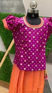 Peachish Pink Banarasi Dress