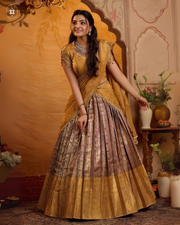 Anjali Banarasi Silk Lehenga Set In Golden