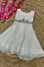 Baby Snow Rainbow Frock in White