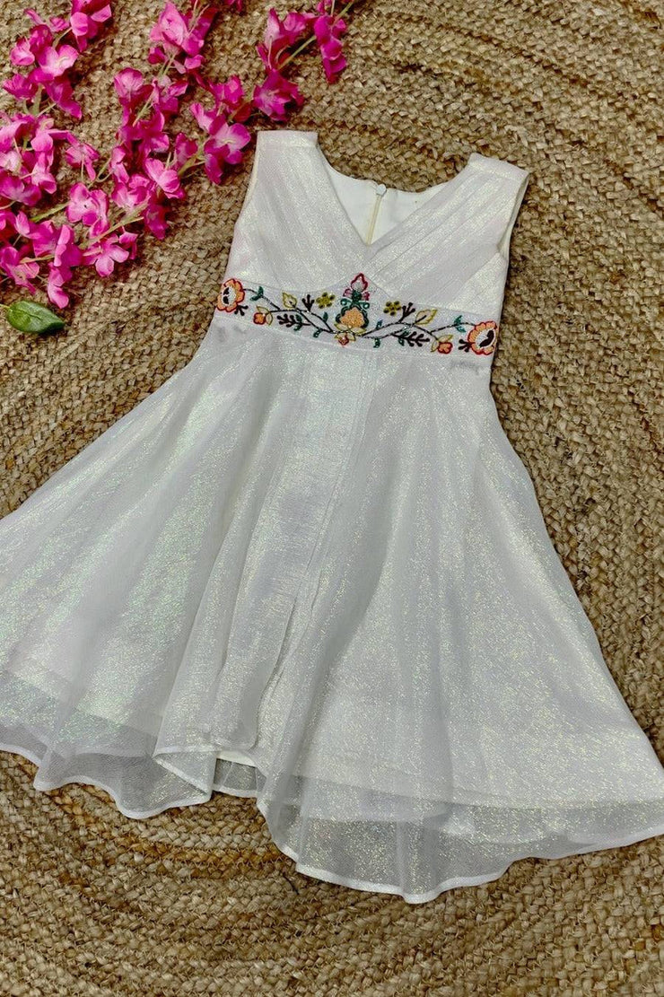 Baby Snow Rainbow Frock in White