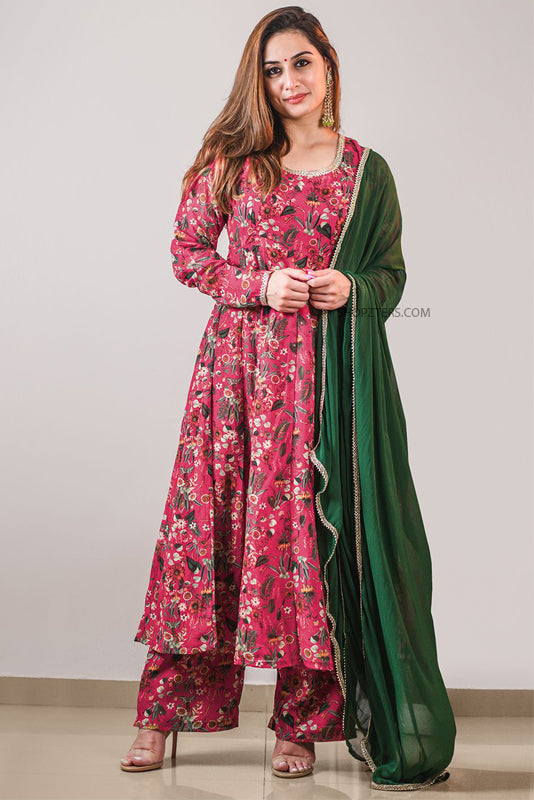 Rose Georgette Maxi Dress XXL Pink Chiffon (100% Polyester