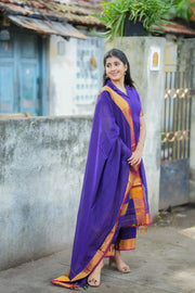 Purple Handloom Suit Set