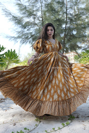 Golden Aura Cotton Maxi Dress