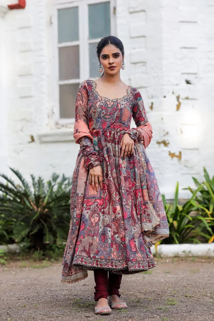 Maroon Anarkali Dress