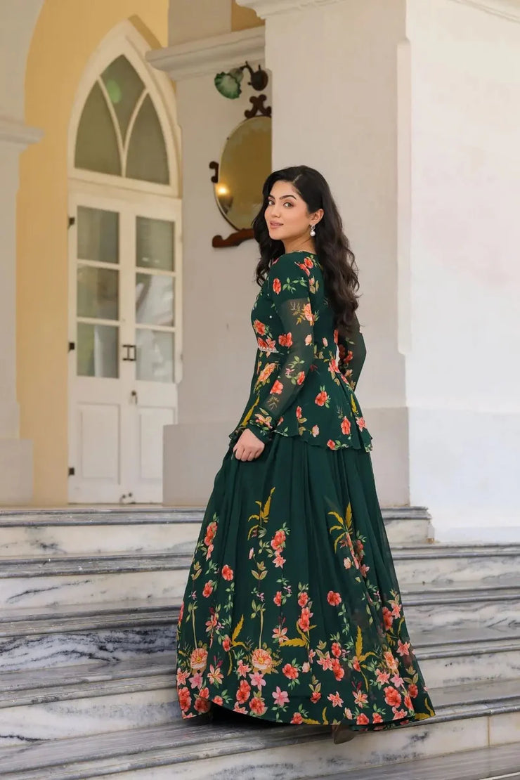 Green IndoWestern Midi Dress