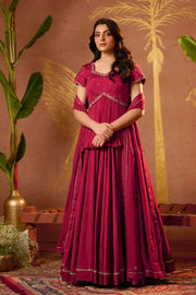 Wine Color Lehenga Set