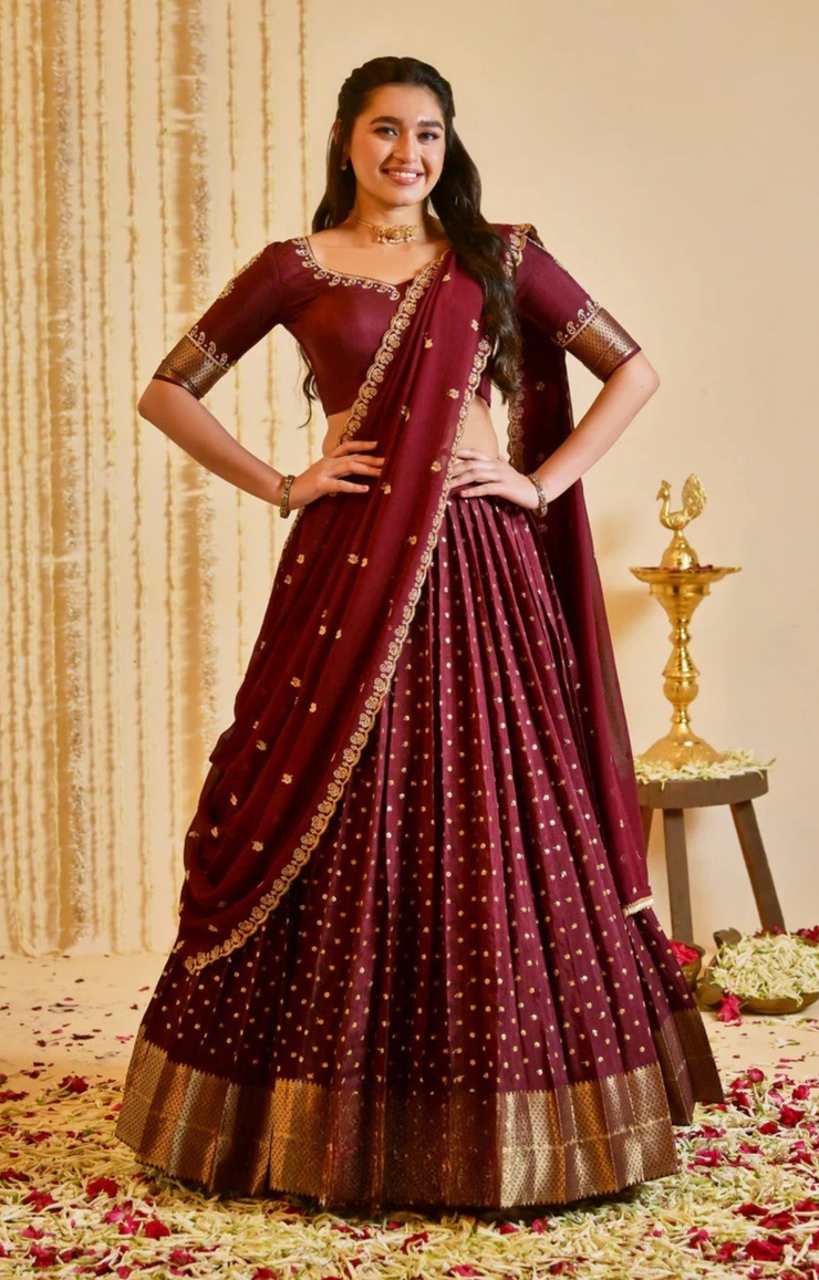 Maroona Lehenga Set In Maroon