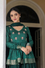 Deep Green IndoWestern Midi Dress